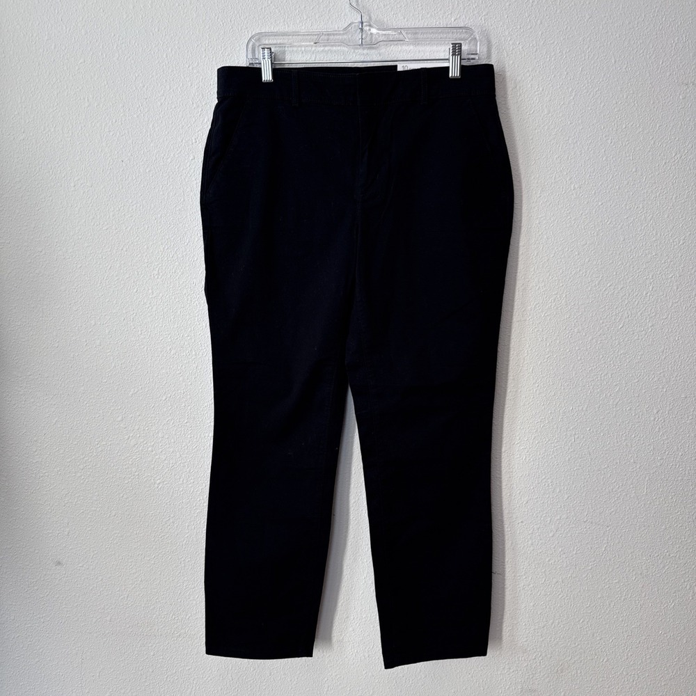 Loft Pants Womens 10 Black Girlfriend Chino Mid Rise Slim Through Hip NWT